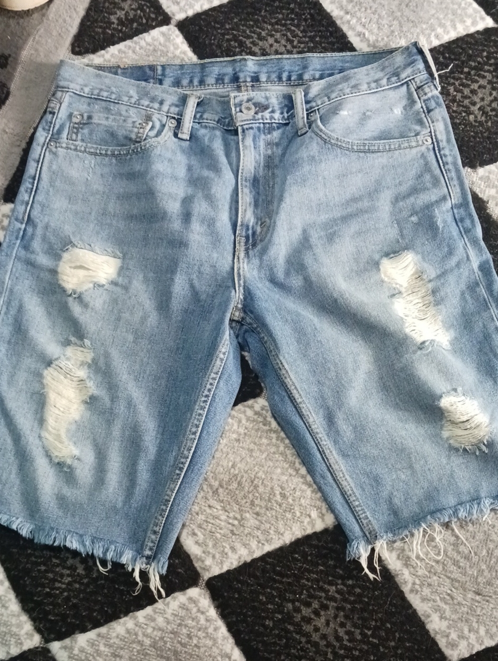 Levi's Light Blue Distressed Denim Shorts